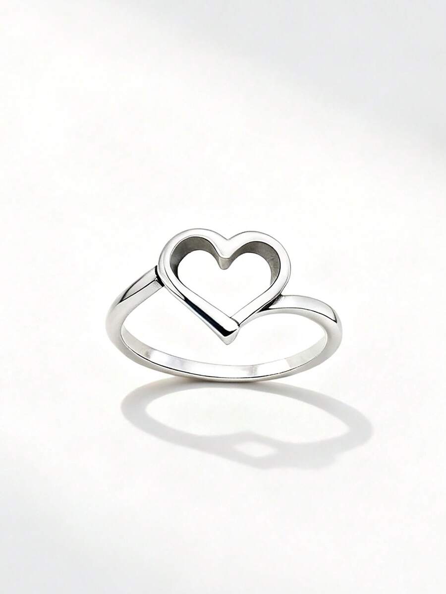 1pc Minimalist Unique Smooth Love Ring, Elegant Jewelry Gift For Women