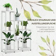 Outsunny Soporte para Flores, Soporte para Plantas, 7 Niveles, para Uso Interior y Exterior, Acero, Blanco, 65 x 23 x 94.5cm - 1 - Ver 4