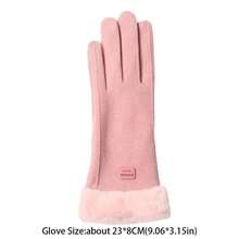 Cute Velvet Plush Gloves Soft Windproof Winter Gloves Waterproof Touch Screen Women Mittens Girls - Multicolor - View 6