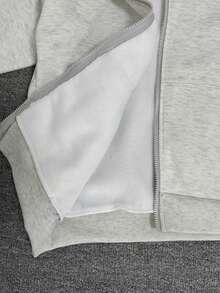 Women's Centaur Print Hooded Pocket Sweatshirt, Autumn/Winter New Arrival - Grey - View 3