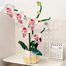 1000片金色蝴蝶兰花积木，永生花积木套装，花束，家居装饰，桌面摆件，生日祝福，生日礼物，送给女性的理想礼物 - 适合情人节、母亲节、送给女朋友、万圣节、圣诞节、新年、生日等场合