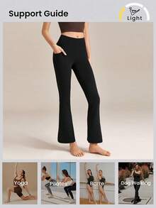 EBIOSVE 3-Pack Women Solid Color Slightly Flared Pants,High-Waisted, Comfortable Yoga Pants,, Suitable For Autumn And Winter, Perfect For Workouts, Outdoor Running - 3PCS(Black+Gray+Red) - 查看 8