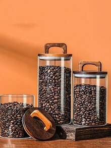 1 recipient etanș pentru depozitarea cafelei, combinație borcan/canistră etanșă, cutie pentru depozitarea alimentelor, recipient american pentru boabe de cafea, borcan pentru depozitarea ceaiului, condimentelor și cerealelor cu mâner din capac din lemn, borcan vintage pentru afișarea alimentelor, recipient de depozitare sigilat rezistent la umiditate, potrivit pentru Ziua Națională a Arabiei Saudite, recipient etanș pentru depozitarea alimentelor pentru zahăr, ceai, gustări, condimente, sare și piper, ideal pentru pasionații de cafea, organizarea bucătăriei și decorul casei.