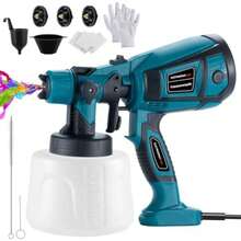 , 800W Pistola para Pintar Eléctrica con Recipiente de 1400ml, Pulverizador de Pintura Multipropósito con 3 Modos de Pulverización y 4 Boquillas para Casas, Paredes, Muebles, Cercas(Pistola de Pintura) - Multicolor - Ver 2
