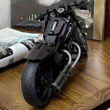 1件装复古豪华黑色摩托车拼装模型 - 电影复刻机械积木，带旋转车轮，成人高难度ABS拼装玩具，精密拼装爱好者的收藏礼品 - 彩色 - 查看 2
