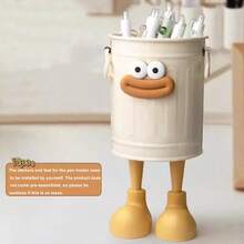 Cute Cartoon Personalized Pen Holder, Large Capacity Desk Organizer, Retro Style Office Supplies Storage Container