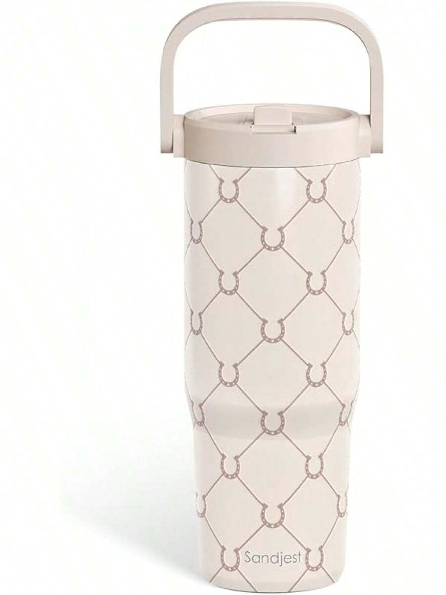 Pink Bow Stainless Steel Straw Lid Tumbler 30oz With Carry Handle For Women Girls, Insulated Travel Coffee Cup, Gift For Sports Outdoor Workout Christmas Birthday - Ngựa - Xem 1
