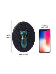 1件彩色甲虫系列装饰挂件,黑色椭圆形甲虫造型ABS树脂手工工艺品墙饰,昆虫爱好者、昆虫博物馆、主题派对装饰、家居墙饰的理想之选 - 彩色 - 查看 7