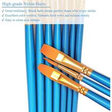Paint Brush Set, 10pcs Round Pointed Tip Nylon Hair Artist Detail Paintbrushes, Professional Fine Acrylic Oil Watercolor Brushes Face Nail Body Art Model Miniature Painting, Blue - 藍色 + 1 包 - 查看 3