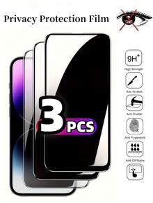 3pcs Privacy Protection Full Screen Tempered Glass Protector Protect Compatible With Iphone Silk Screen Anti Peeping Full Screen Phone Protective Film Compatible With IPhone17/17Air/17Pro/17ProMax/15/15Plus/15Pro/15Promax/14/14Pro/14ProMax/14Plus/13/13Pro/13ProMax/12/12Pro/12ProMax/11/11ProMax/11Pro/X/XS/XSMAX - Black-3PCS - View 21