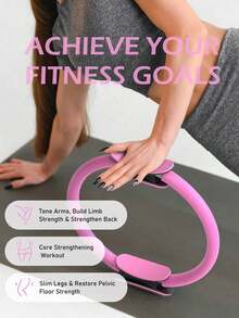 Fitness Ring - Heavy-Duty Resistance Training Ring With Non-Slip Grip, For Home Gym, Pilates, Yoga, Core Workouts - Elastic Exercise Ring For Strength Training, Leg, Arm, Back, Glutes - Compatible With Pelvic Exercises - Pink/Purple/Black Colors - Pink - View 2