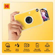 KODAK Printomatic+ Instant Print Digital Camera 10MP Portable Camera With Interactive RGB LED Status Indicator, Prints Full-Color Photos On Zink 2x3" Sticky-Backed Photo Paper - Easy & Fun - Yellow - View 3