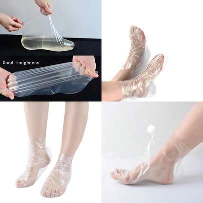 JIASAI 100Pcs 50 Pairs Disposable Foot Film Cover Paraffin Bath Liners For Foot Anti Cracking Plastic Bag Household Cling Film Trial Shoe Foot Cover Sock Cover Wax Thera-Py Foot Bags-Liuruisongdediana