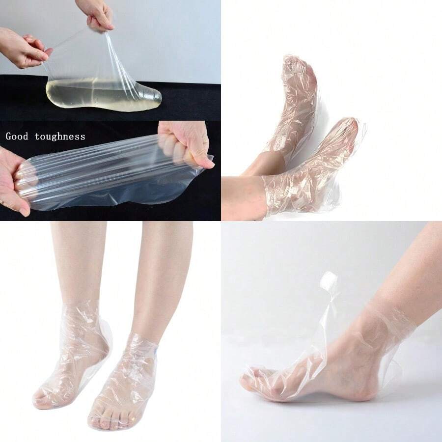 JIASAI 100Pcs 50 Pairs Disposable Foot Film Cover Paraffin Bath Liners For Foot Anti Cracking Plastic Bag Household Cling Film Trial Shoe Foot Cover Sock Cover Wax Thera-Py Foot Bags-Liuruisongdediana