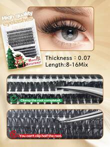 Caja de regalo Colash 8-16 piezas, set multipieza Rizado: C/D Imitación de pestañas de visón artificial hechas a mano Injerto de pestañas súper ligeras, impermeables, con efecto abanico, gruesas, rizadas y de larga duración, adecuadas para pestañas naturales y de anime. Regalo para mujeres y niñas. Racimos de pestañas, racimos de pestañas individuales, pestañas postizas, regalos para mujeres, regalos de Navidad. - vistoso - Ver 5