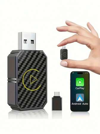 2-In-1 Wireless Android Auto & CarPlay Adapter - USB-C/PD Compatible, Plug & Play, Low Latency, Enabled, USB- (5V) With Wireless, Compatible With IOS10+ & Android 11+, Dashboard Receiver, Smartphones & Cars, Wireless Dongle For Seamless In