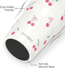 Pink Bow Stainless Steel Straw Lid Tumbler 30oz With Carry Handle For Women Girls, Insulated Travel Coffee Cup, Gift For Sports Outdoor Workout Christmas Birthday - Quả anh đào 2 - Xem 3