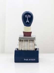 1枚复古日期印章，适用于剪贴簿，杂货风格仿邮戳效果，木质印章，滚筒印章 - 彩色 - 查看 10