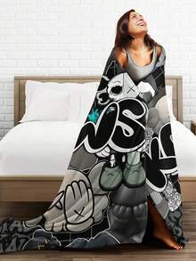 Kawss Kawaii Kaw Blanket Cozy Anime Gift Blanket - Premium Flannel Throw For Fans, Soft Cartoon Print For Sofa, Bed, Camping & Travel, Great Christmas Birthday Present - màu đen - Xem 5