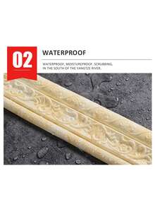 3D Walls Edging Self-Adhesive 3D Walls Edging Strip, Flexible Wall Borders Frame Peel And Stick Trim Molding, Waterproof Wall Edgings Strip Home 91 * 3.15in - Vàng - Xem 4