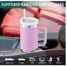 40oz - Stainless Steel Vacuum Insulated Cup With Lid And Straw, Suitable For Water, Smoothies, Etc. Reusable Double-Wall Travel Coffee Cup For Iced Tea Or Coffee, Durable Powder-Coated Water Bottle, Vanilla Purple - 淡紫色 - 查看 3