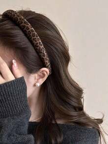 1 Piece Circumference 14.17inch / 36cm Brown High Crown Sponge Headband, Fashionable And Versatile, Simple Style, Suitable For Daily Wear, Shower, Makeup, Matching Outfits, Suitable For Autumn And Winter, Hairband, Women's Headband - 彩色 - 查看 2