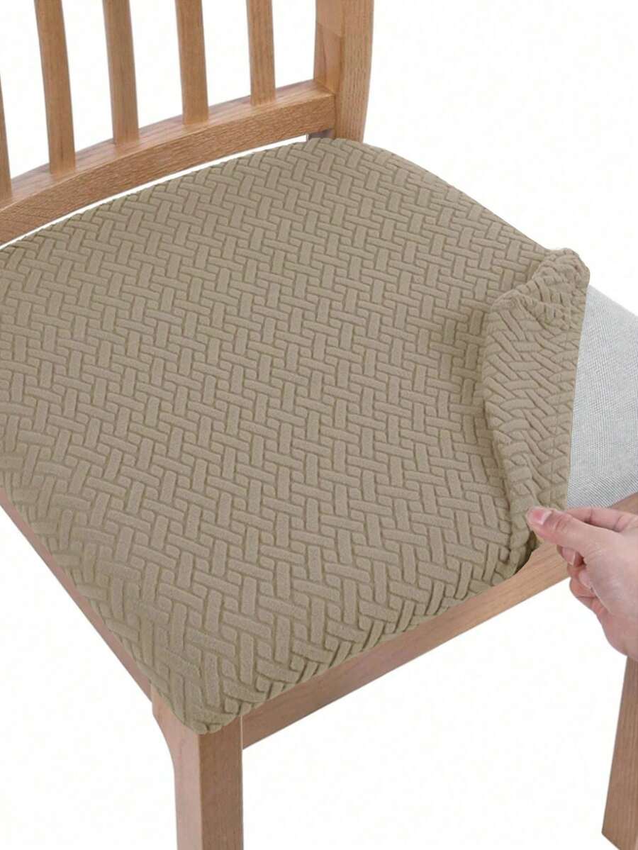 1/4 Stücke Stuhlsitzbezüge, dehnbar, staub- und wasserdicht, geeignet für Esszimmer, Wohnzimmer, Schlafzimmerstühle - Khaki - Übersicht 1