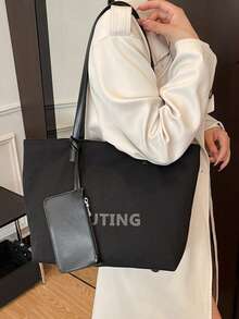 Fashionable Casual Versatile Shoulder Tote Bag - Black - View 6