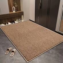 1pc Extra Long Solid Color Runner Rug - Large Rectangular Floor Mat, Faux Jute Texture, Machine Washable, Suitable For Hallway, Kitchen, Bathroom, Laundry Room - Beige/Brown Modern Design, Easy To Clean Runner Rug, Ideal For Corridors, Entryways And Narrow Spaces, Textured Surface Enhances Traction, Fashionable And Practical Home Decor, Washable Hallway Runner Rug, Oversized Floor Mat, Kitchen Runner Rug, Floor Runner Rug, Extra Long Runner Rug - Multicolor - View 2