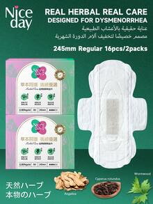 Niceday 16 peças/2 caixas, 245mm de uso diário, Absorventes Higiênicos à Base de Ervas, Almofadas de Artemísia, Protetores Higiênicos Ultrafinos para Período, Absorventes Menstruais Super Macios, Contendo Artemísia, Junça, Angélica, Três Ingredientes Herbais, Adequado para Dor Menstrual, Camada Superficial Orgânica, Não Irritante, Respirável e Seco, Alta Absorção, Sem Vazamento