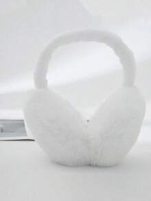 FADZOYLE 1pc Foldable Fluffy Wool Ear Muffs, Adjustable Headband, Soft Wool Lining, Unisex Winter Ear Warmers, Coffee Brown - 白色 - 查看 7