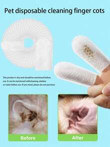 50/100 buc mâneci pentru degete de curățare pentru animale de companie - mâneci de unică folosință pentru degete pentru câini, pisici și alte animale de companie, esențiale pentru îndepărtarea tartrului, curățarea urechilor și împrospătarea respirației, convenabile de transportat și ușor de curățat, mențin animalele de companie curate - Multicolor - Vizualizare 4