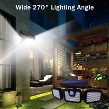 1/2/4 Pack LED Motion Sensor Solar Lights Waterproof Security Lamp, Solar Lights Outdoor, 74 LED 3000LM LED Solar Motion Sensor Lights; 3 Adjustable Heads, 270°Wide Angle Illumination, IP65 Waterproof 6500K Solar Powered Security Flood Light For Garage Yard Patio - màu đen - Xem 3