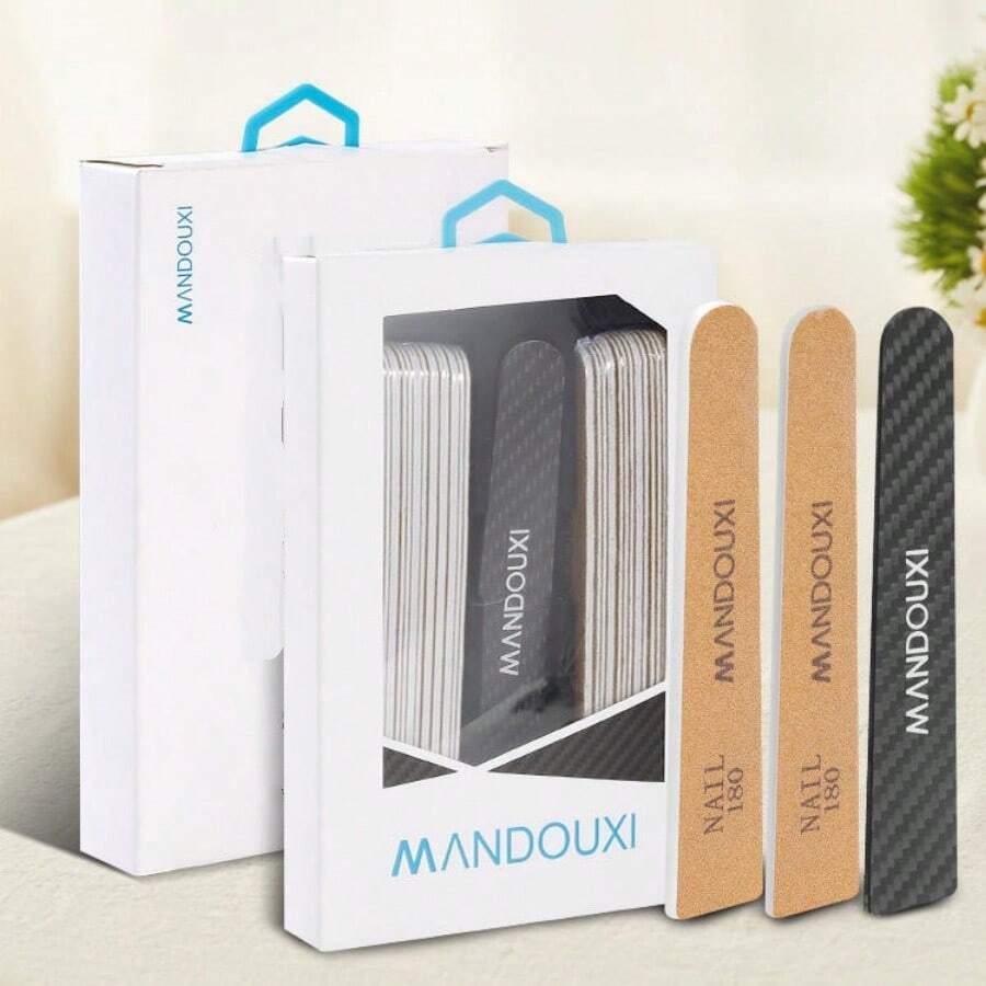 Carbon Fiber Nail File Set, Super Durable Corundum Washable High Hardness & Toughness Reusable Nail Buffer Blocks, Boxed - Black - View 1