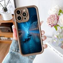 Cubierta de teléfono con diseño de noche mágica azul oscuro con barcos y ciudad iluminada para uso diario y viajes - Café integral - Ver 7