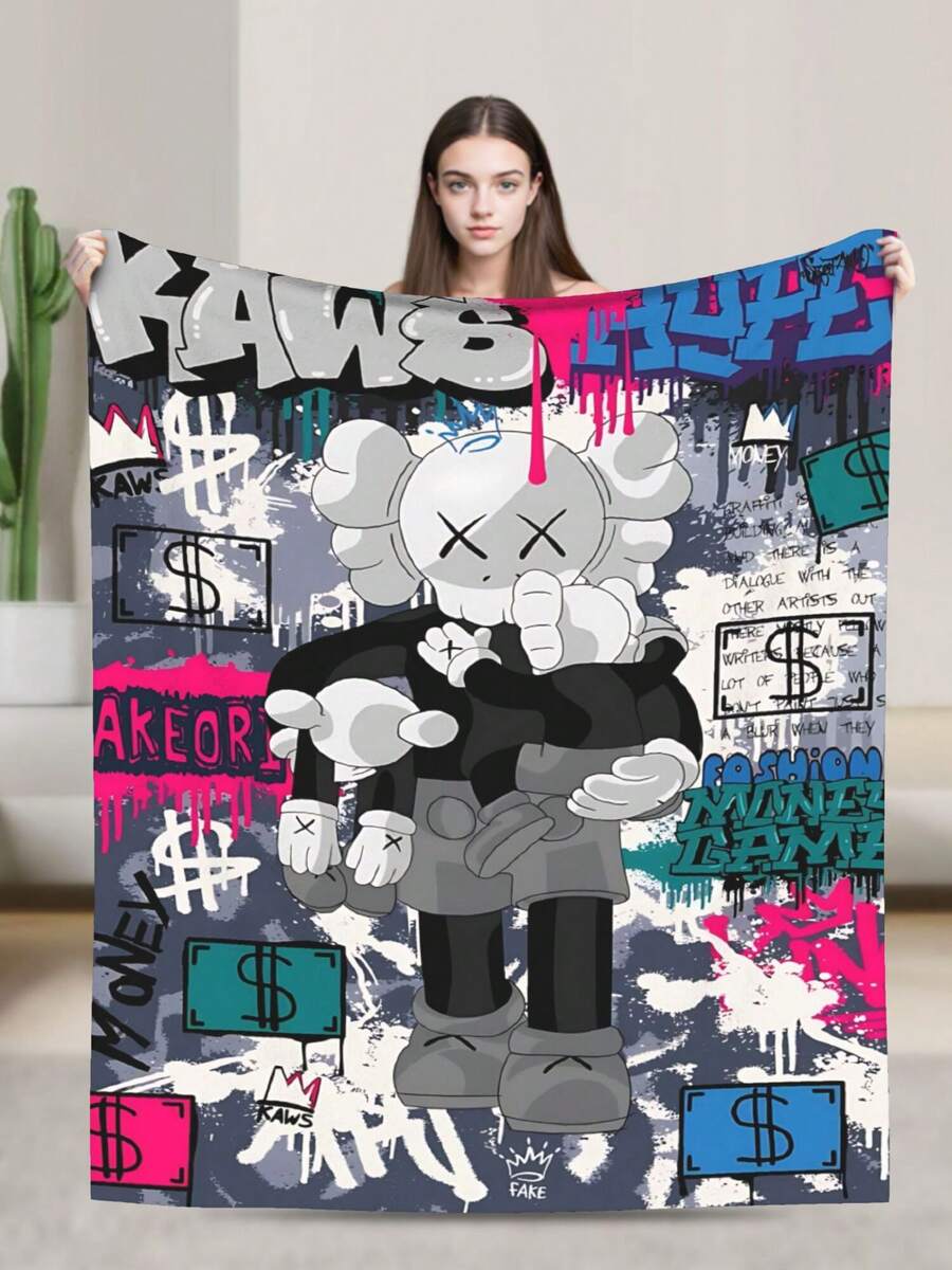 Kawss Kawaii Kaw  Blanket Flannel Blanket, Super Comfortable Winter Warm Blanket Summer Air Conditioning Blanket, Soft And Light Bed Sofa Decoration, Not Easy To Shed, - màu đen - Xem 1