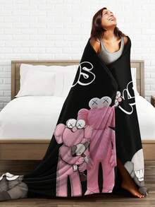 Kawss Kawaii Kaw Blanket Luxury Anime Flannel Blanket - Ultra Soft Cartoon Print, The Perfect Gift For Any Occasion, Christmas, Birthday, For Home, Camping & Travel Use - 黑色 - 查看 5