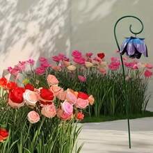 3 قطع من حوامل الأزهار المعدنية الجرس - حاملات أصص معدنية قوية للاستخدام الداخلي والخارجي، بألوان أحمر/أزرق/أصفر نابضة بالحياة، لا تحتاج إلى كهرباء، ديكور حديقة مقاوم للطقس