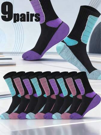 9/6/3 pares de calcetines medianos para mujer, suaves, elásticos, cómodos y transpirables, adecuados para uso diario de hombres y mujeres, calcetines medianos neutros simples y cómodos, calcetines unisex