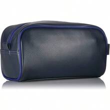 Men's Top Zip Vegan Leather Travel Toiletry Bag - RoyalBlue - View 2
