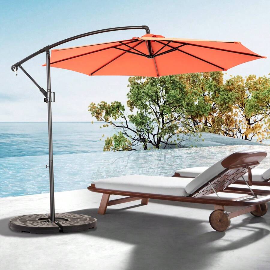 Large 14.8 Ft. Double-Sided Rectangular Outdoor Umbrella With Crank (Orange) (No Base)