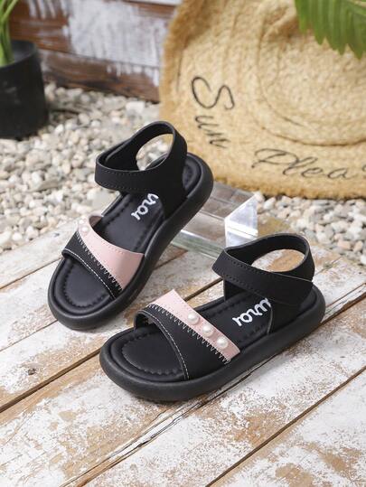 1 Pair New Kids Sandals, Infant Soft Bottom Shoes, Pearl Design, Outdoor Sports Casual Sandals