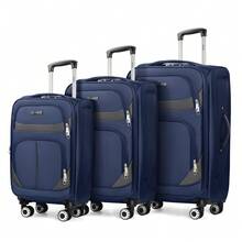 Softside Luggage Set,Expandable Luggage For Extra Capacity,Large Capacity Family Suitcase,Lightweight Waterpoof Resistant Polyester,20inch+28inch,20inch+24inch+28inch - NAVY/GREY - 查看 11