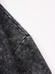 Men's Streetwear Style, Distressed Finish, Black Hooded Sweatshirt With Pockets And Zip-Up Design, Suitable For Everyday Casual Wear - Black - View 7