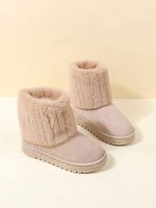 1双儿童保暖平底雪地靴，户外适用