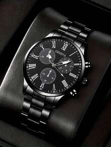 4pcs Men's Steel Band Quartz Watches, Sports Chronograph Watches - Perfect For Halloween, Christmas, Thanksgiving, Valentine's Day, Etc. - Ideal Gift For Boyfriend Or Family