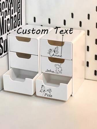 1 pieza Caja de almacenamiento de plástico mini multiusos con cajones, adecuada para escritorio o montaje en pared - ahorro de espacio, puede contener cosméticos y accesorios