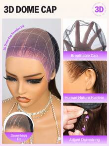 MEGALOOK Gradient Brown Big Wave Lace Front Wig 13x6 Glueless Drawstring 100% Human Hair Pre-Cut Ear To Ear Lace Pre-Plucked Hairline Invisible Knots 18-26 Inch 180% Density Beginner Friendly - Rooted & Ombre - View 6