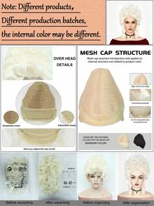 Tóc giả công chúa Châu Âu thanh lịch, tóc giả cosplay ngắn xoăn vàng hoe, phong cách quý tộc, chủ đề táo bạo, tóc giả búi cao bằng sợi tổng hợp chịu nhiệt không keo thế kỷ 18 dành cho tiệc tùng, trang phục Halloween, Mardi Gras, Giáng sinh, đồ trang trí tiệc tùng, đạo cụ chụp ảnh, phụ kiện biểu diễn sân khấu, lựa chọn lý tưởng làm quà tặng - Vàng - Xem 8