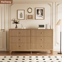 INNOD 53.1" Wide 6-Drawer Dresser, Fluted Modern Chest Of Drawers With Soft Round Corners, Wooden TV Stand For Bedroom, Living Room & Hallway Storage - Natural Oak - 查看 2